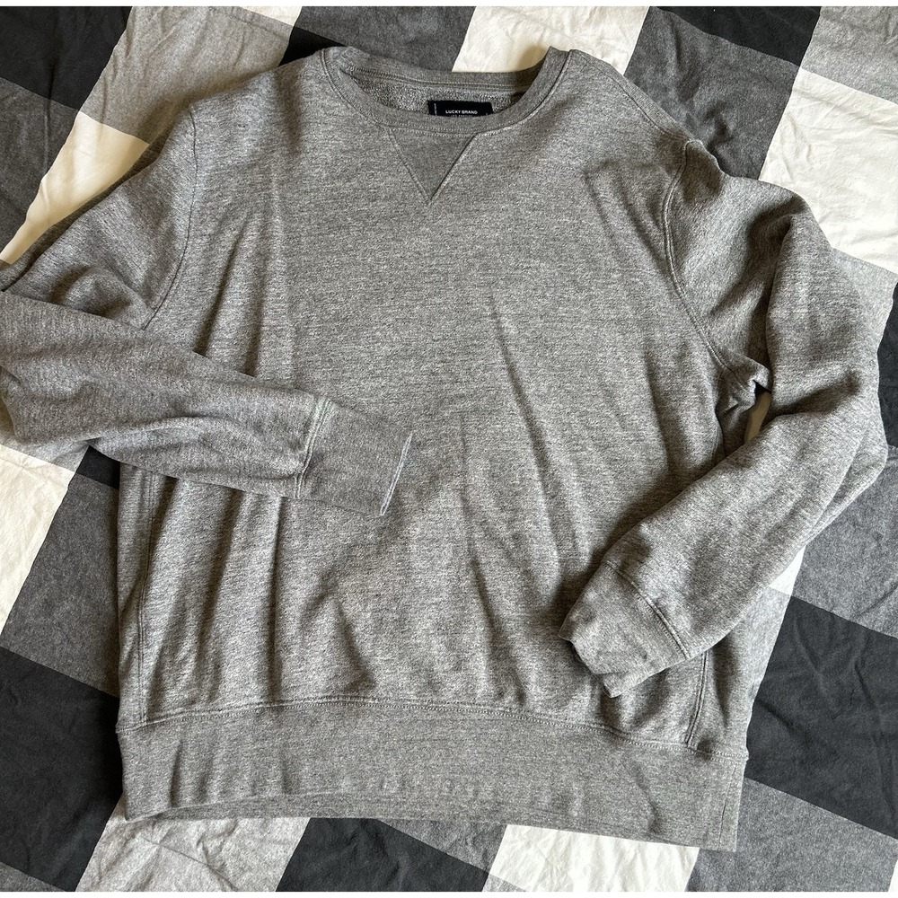 Men's Light Grey Lucky Brand Sweatshirt Size Large EUC